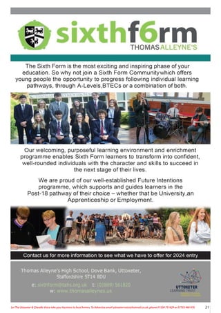 21
Let The Uttoxeter & Cheadle Voice take your business to local homes. To Advertise email uttoxetervoice@hotmail.co.uk, phone 01538 751629 or 07733 466 970
 