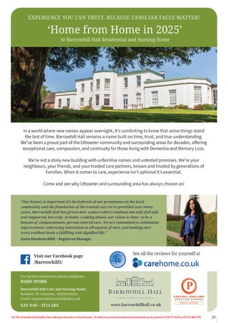 Let The Uttoxeter & Cheadle Voice take your business to local homes. To Advertise email uttoxetervoice@hotmail.co.uk, phone 01538 751629 or 07733 466 970 23
 