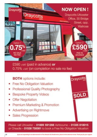 28 If you are responding to an advertisement in The Uttoxeter & Cheadle Voice, please let the advertiser know. Thank you for your support.
 