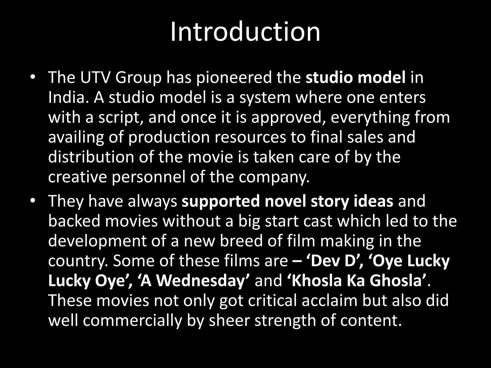 UTV motion pictures by | PPTX