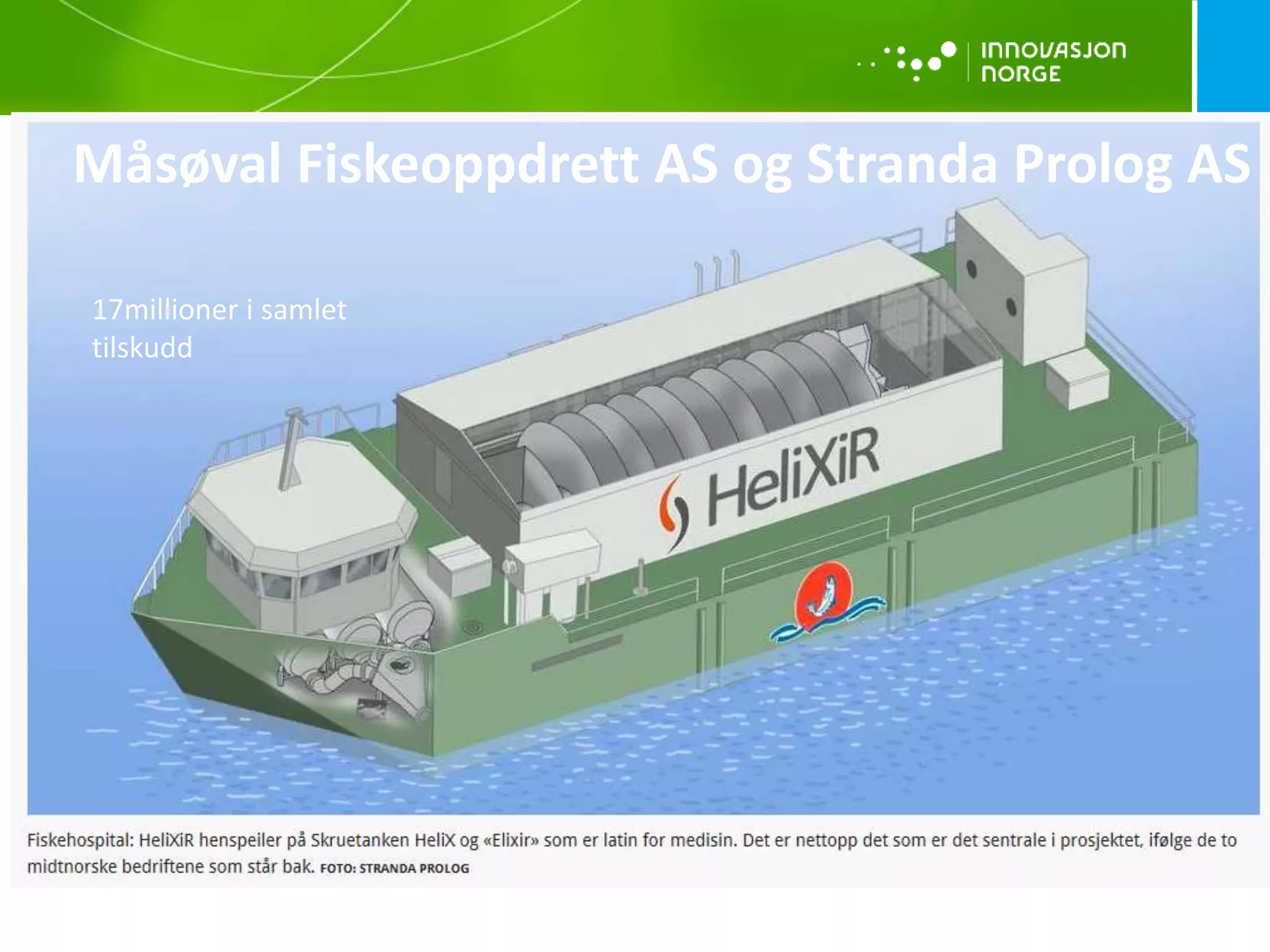 Måsøval Fiskeoppdrett AS og Stranda Prolog AS
17millioner i samlet
tilskudd
 