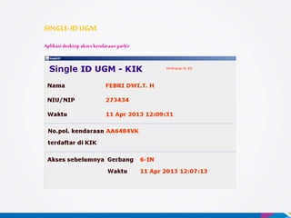 SINGLE-ID UGM
Aplikasi desktop akses kendaraan parkir
 