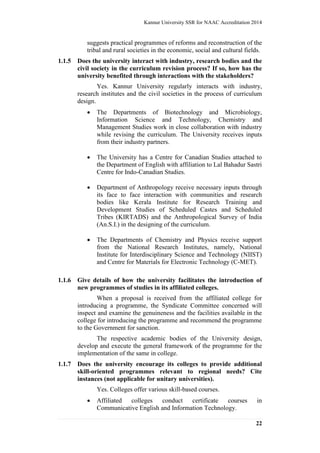 Kannur University Self Study Report for NAAC Accreditation (Cycle I ...
