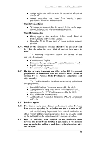 Kannur University Self Study Report for NAAC Accreditation (Cycle I ...