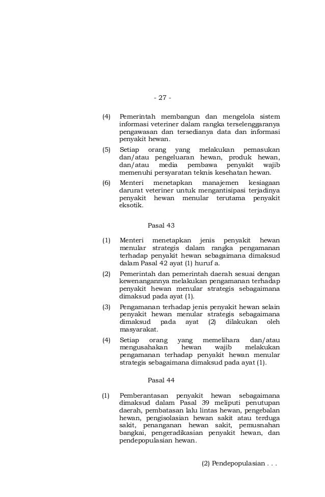 Undang undang 18 2009 Kesehatan Hewan dan Peternakan Undang undang 18 2009 Kesehatan Hewan dan Peternakan