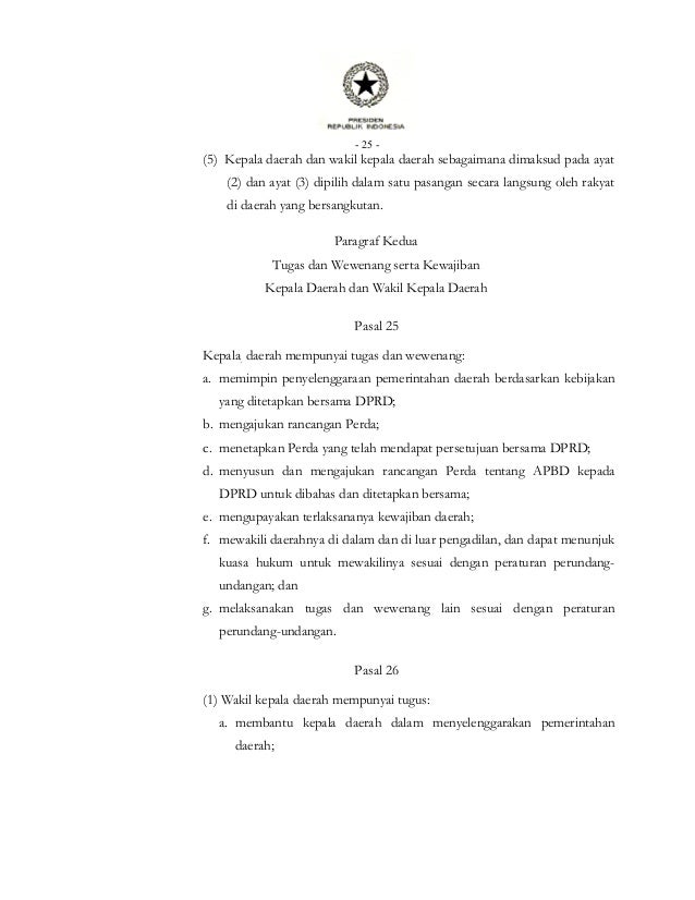 Sebutkan Undang Undang Yang Mengatur Tentang Pemerintahan Daerah