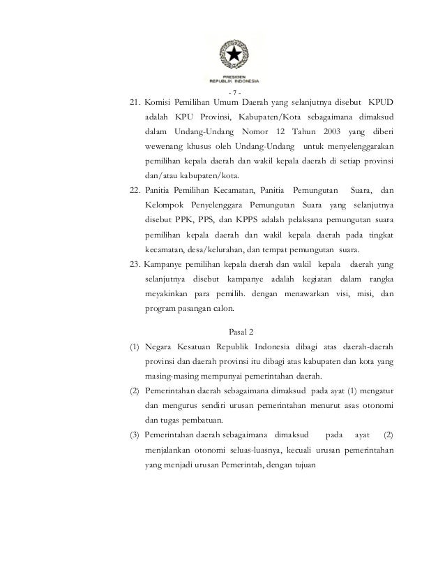 Undang Undang No 32 Tahun 2004 Tentang Pemerintahan Daerah