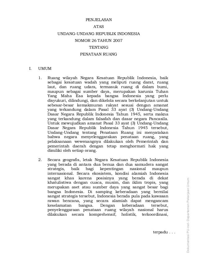  UU No 26 Tahun 2007 tentang Penataan Ruang