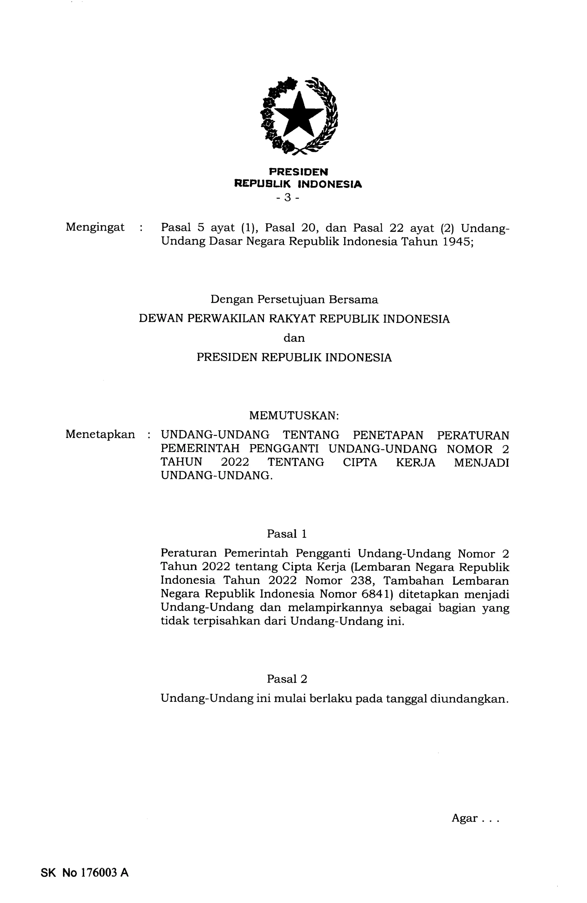 UU 06 2023 Tentang Cipta Kerja Kluster Ketenagakerja…