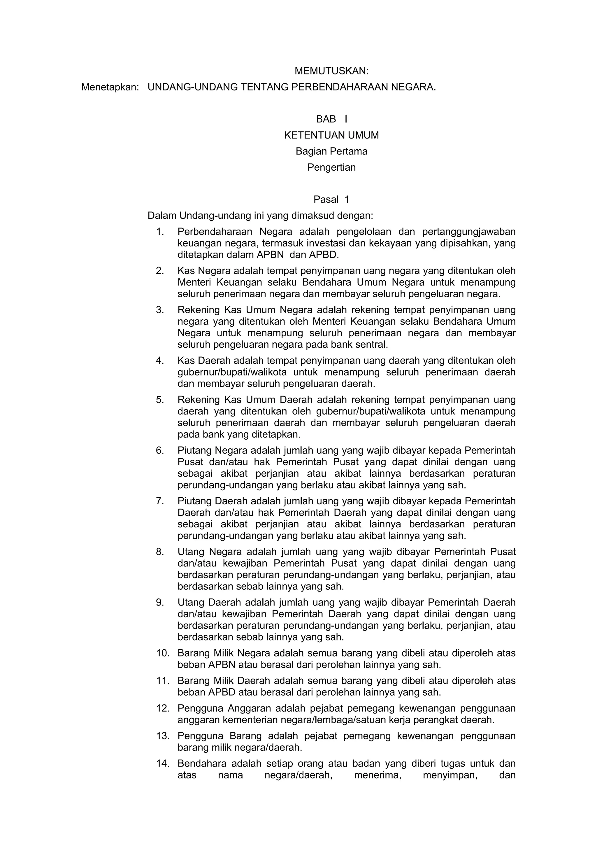 Undang undang no 1 tahun 2004 tentang perbendaharaan negara pdf