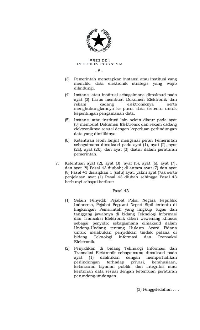 Uu 19 Tahun 2016 Revisi Uu Ite