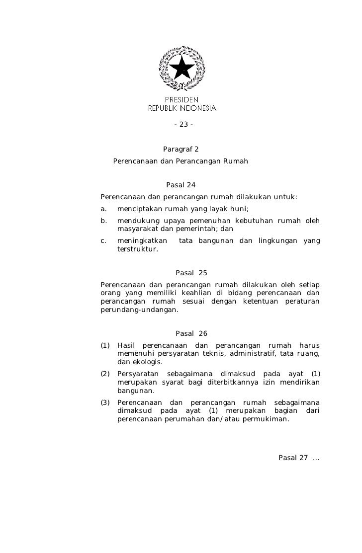 UU 1 Tahun 2011 tentang Perumahan dan Kawasan Permukiman