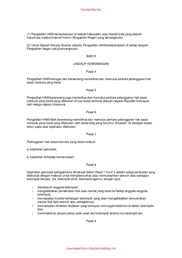 Uu No 26 Tahun 2000 Pengadilan Ham