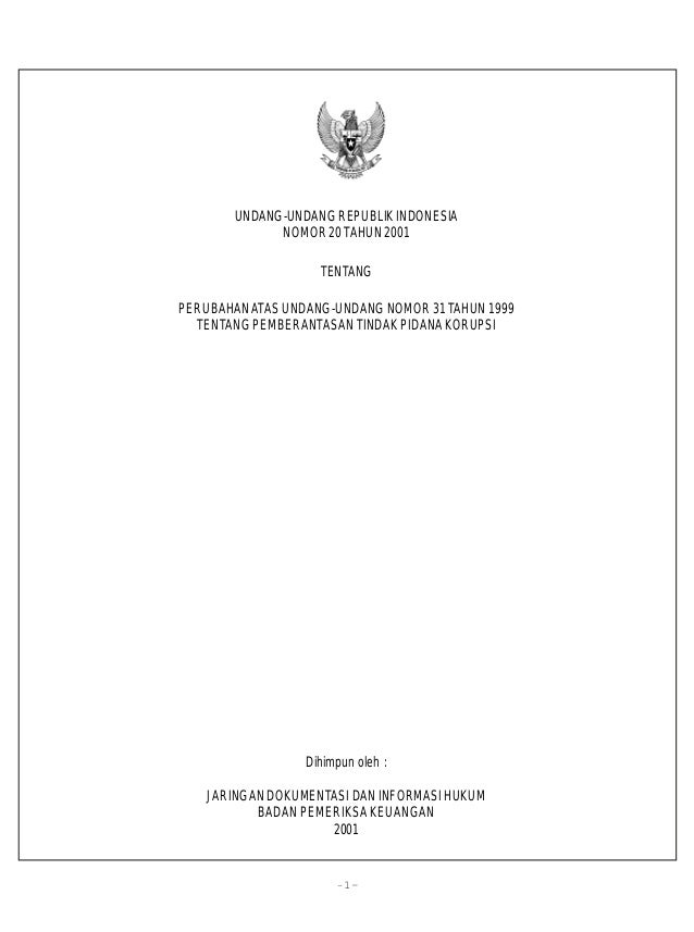 Uu No 20 Th 2001 Ttgtipikor