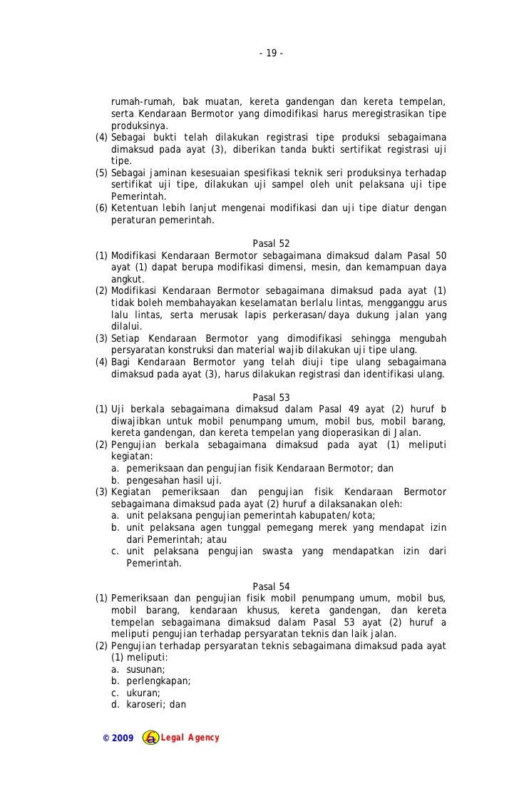 UU No 22 Tahun 2009 Tentang Lalu Lintas Dan Angkutan Jalan UU No 22 Tahun 2009 Tentang Lalu Lintas Dan Angkutan Jalan
