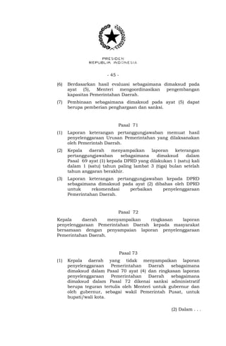 UU no 23 tahun 2014 tentang Pemerintahan Daerah