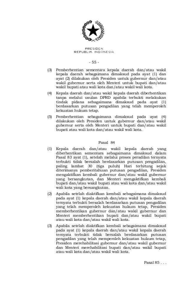 Uu no 23 tahun 2014 tentang pemerintahan daerah