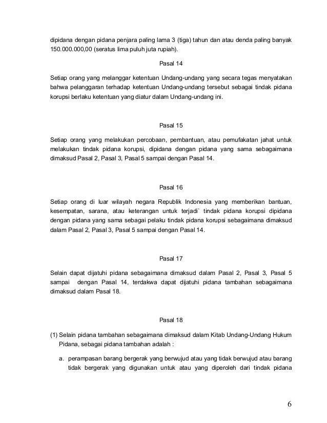 Undang Undang Nomor 31 Tahun 1999