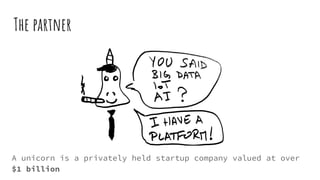 The partner
A unicorn is a privately held startup company valued at over
$1 billion
 