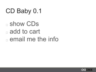 CD Baby 0.1
show CDs
add to cart
email me the info
 