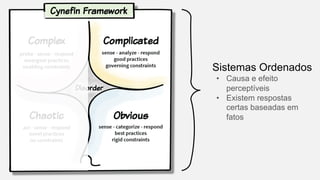 Sistemas Ordenados
• Causa e efeito
perceptíveis
• Existem respostas
certas baseadas em
fatos
 