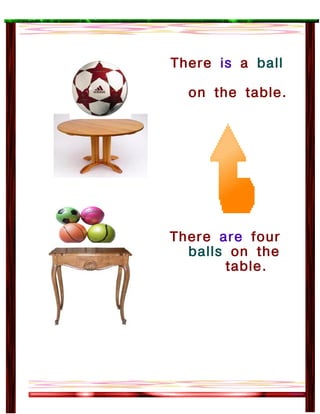 There is a ball

  on the table.




There are four
  balls on the
       table.
 