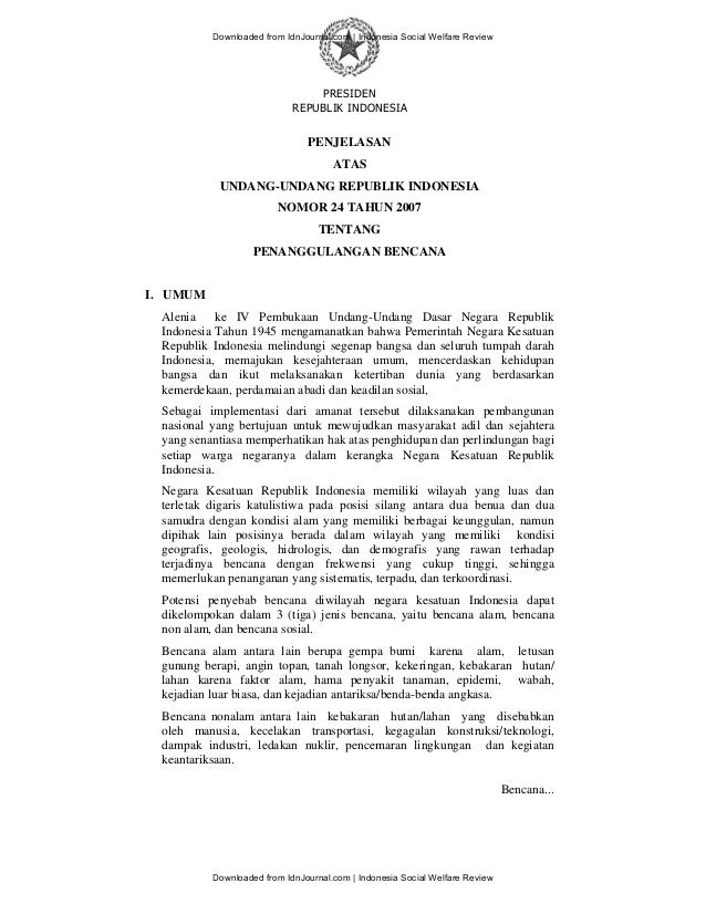  Uu no 24 tahun 2007 idnjournal