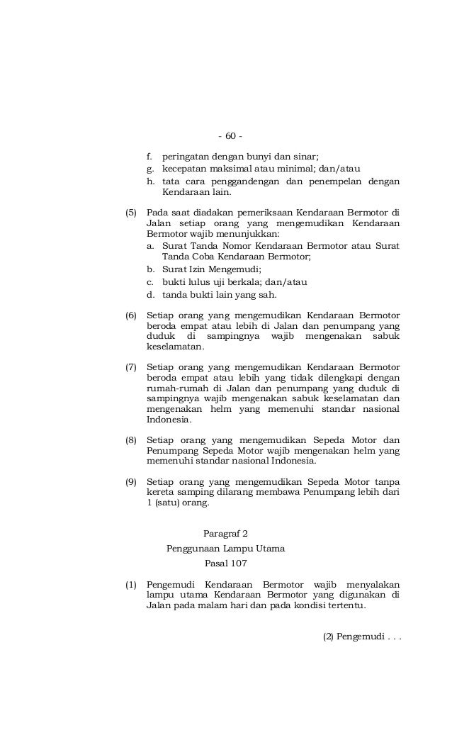 Uu No 22 Tahun 2009 Lalu Lintas Angkutan Jalan