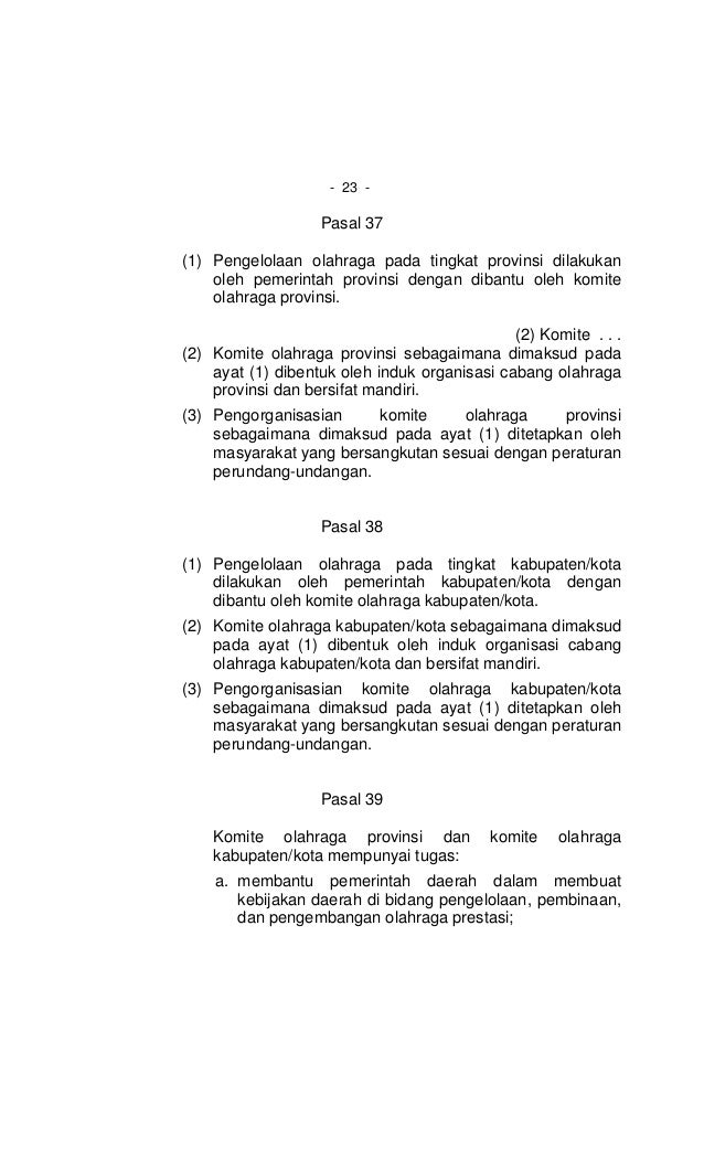 Uu No 3 Tahun 2005 Sistem Keolahragaan Nasional