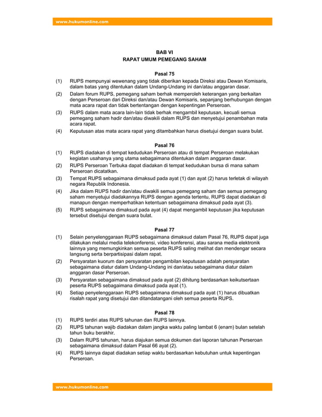 Uu no 40 tahun 2007 tentang perseroan terbatas pdf