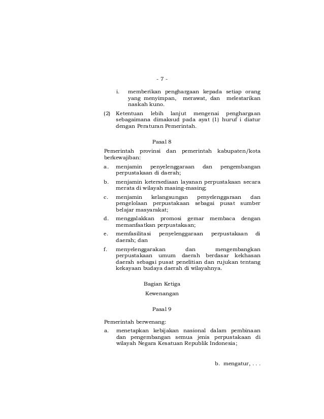 Undang-undang No 43 Tahun 2007 Tentang Perpustakaan