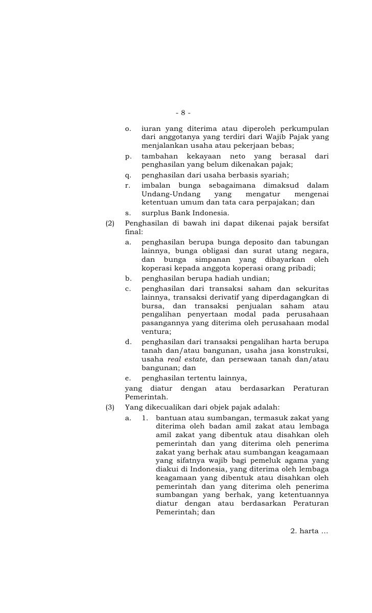 UU th 2008 No 36 Pajak Penghasilan - Batang tubuh