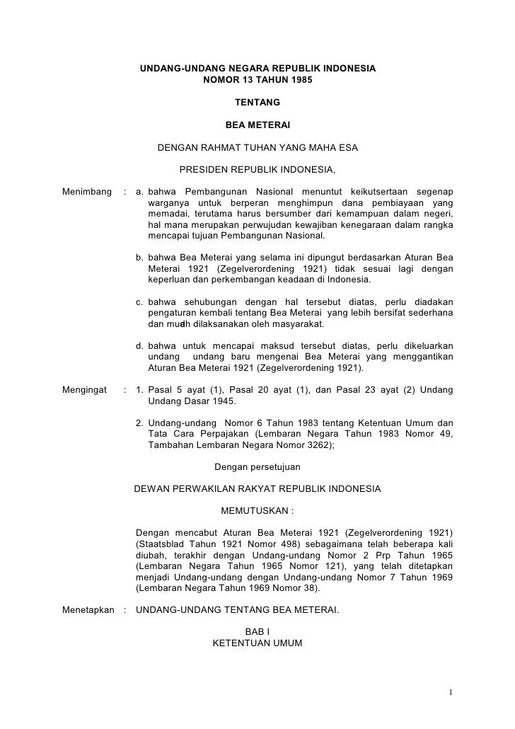 Uu No 13 Tahun 1985