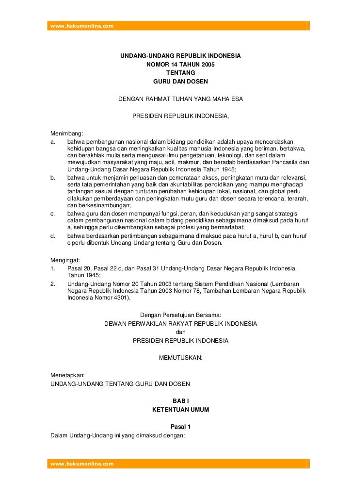 Uu No 14 2005 Guru Dan Dosen