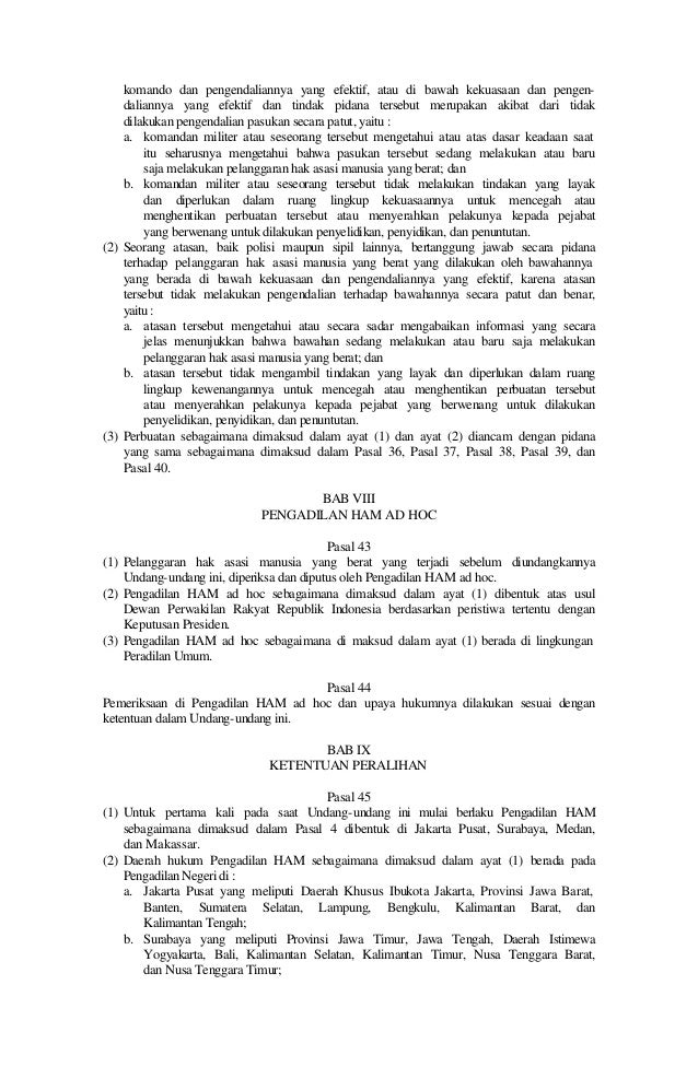 Uu Nomor 26 Tahun 2000 Tentang Pengadilan Ham