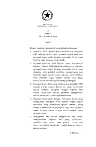 UU nomor 5 tahun 2014