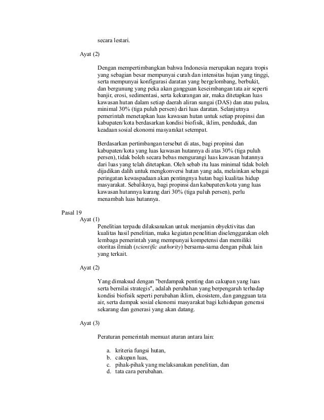 Uu ri no 41 tahun 1999 tentang kehutanan