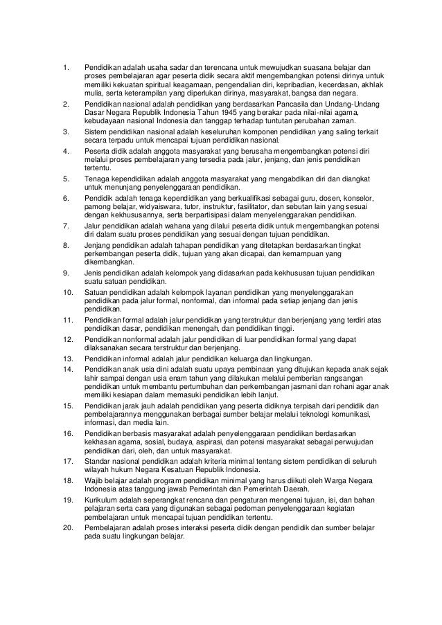 Uu sisdiknas no 20 tahun 2003