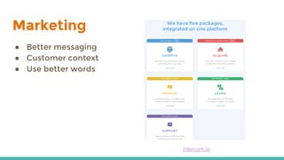 Marketing
● Better messaging
● Customer context
● Use better words
intercom.io
 