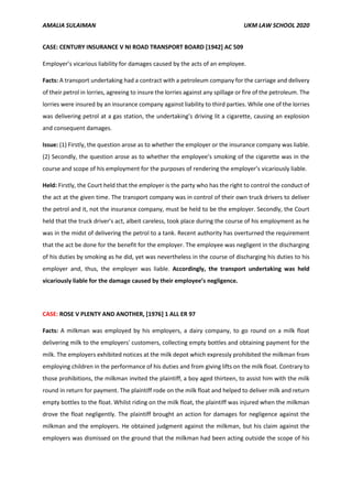 Tort Ii Vicarious Liability Notes Pdf