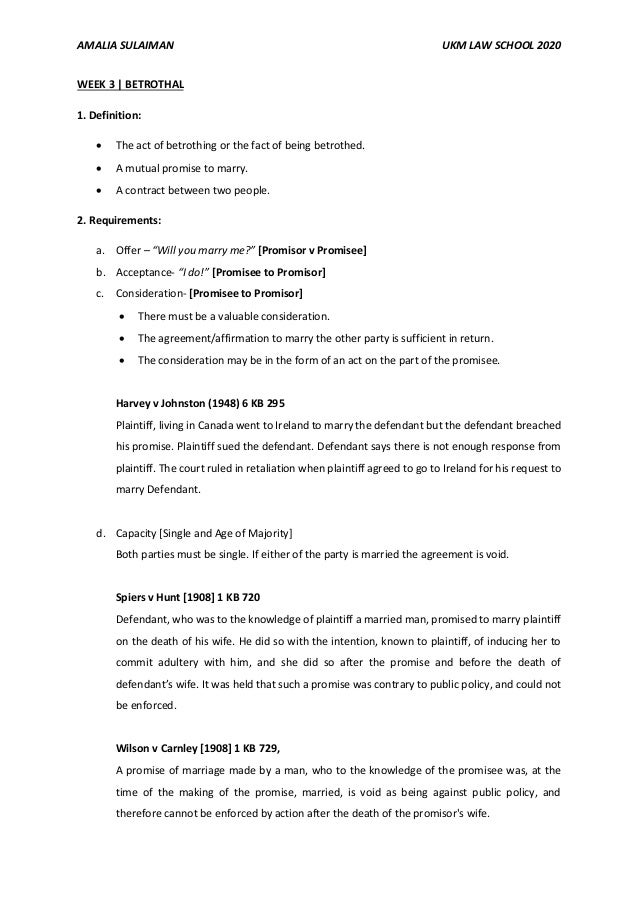 Family Law Betrothal Notes Family Law Betrothal Notes