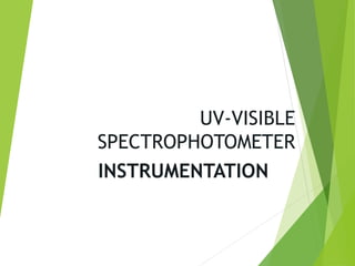 UV-VISIBLE
SPECTROPHOTOMETER
INSTRUMENTATION
 