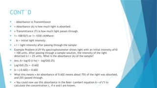Absorbance Units. Sign Ultra violet visible Spectroscopy of light | PPTX