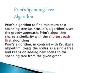 prim's and kruskal's algorithm | PPTX