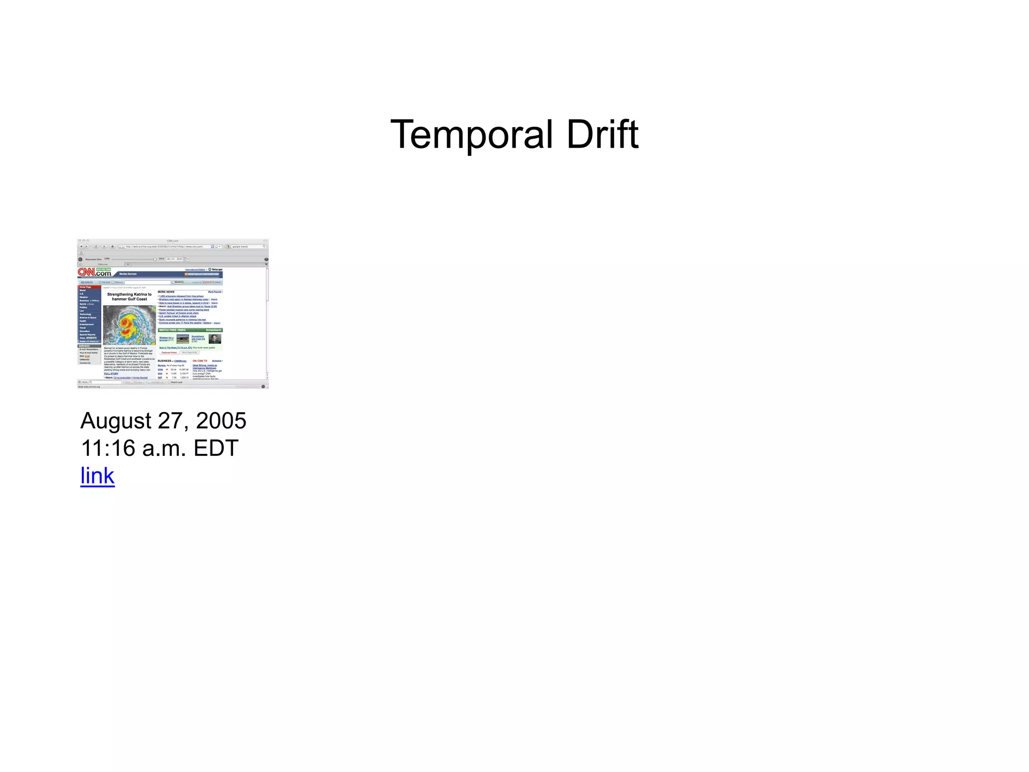 Temporal Drift
August 27, 2005
11:16 a.m. EDT
link
