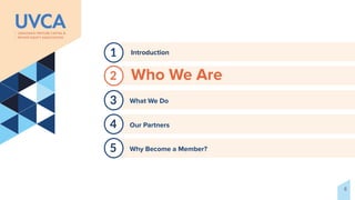 Introduction
1
2
3
4
Who We Are
What We Do
Our Partners
5 Why Become a Member?
6
 