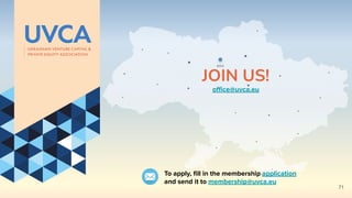 JOIN US!
oﬃce@uvca.eu
To apply, ﬁll in the membership application
and send it to membership@uvca.eu
71
 