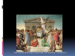 The finished painting is essentially the drawing “colored in.”
 