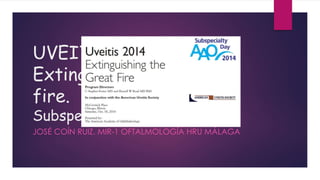 UVEITIS 2014.
Extinguishing the great
fire.
Subspecialty day AAO 2014.
JOSÉ COÍN RUIZ. MIR-1 OFTALMOLOGÍA HRU MÁLAGA
 