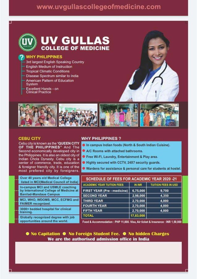 Uv gullas college of medicine fee structure 20 21 | PDF